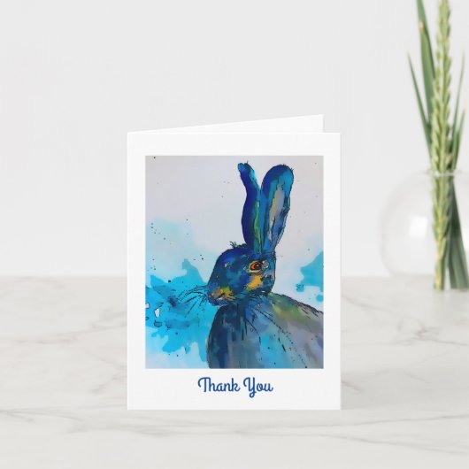 Hare Rabbit Waterverf Dank je wel Bedankkaart (Voorkant)