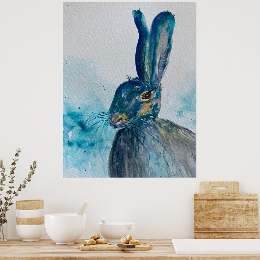 Hare Rabbit Waterverf Poster (Keuken)