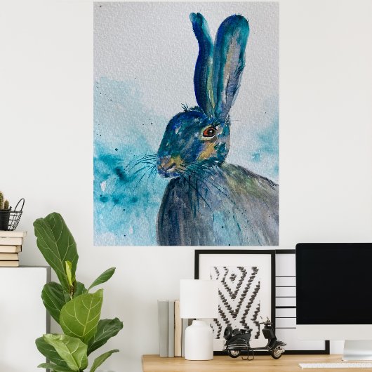 Hare Rabbit Waterverf Poster (Thuiskantoor)