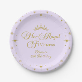 Hare Royal Five Gold Princess 5th Birthday Pape Papieren Bordje