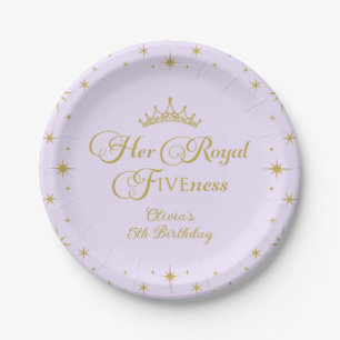 Hare Royal Five Gold Princess 5th Birthday Pape Papieren Bordje
