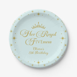 Hare Royal Five Gold Princess 5th Birthday Pape Papieren Bordje
