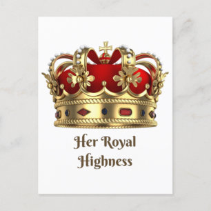 Hare Royal Highness Red en Golden Royalty Crown Briefkaart