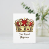 Hare Royal Highness Red en Golden Royalty Crown Briefkaart (Staand voorkant)