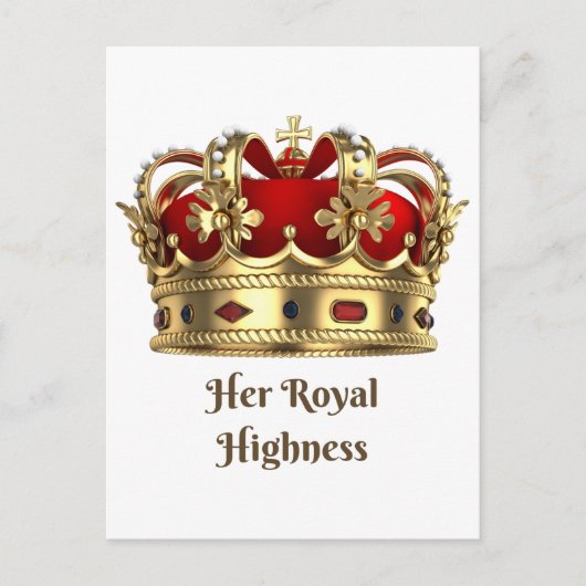 Hare Royal Highness Red en Golden Royalty Crown Briefkaart (Voorkant)