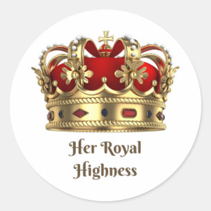 Hare Royal Highness Red en Golden Royalty Crown Ronde Sticker