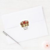 Hare Royal Highness Red en Golden Royalty Crown Ronde Sticker (Envelop)