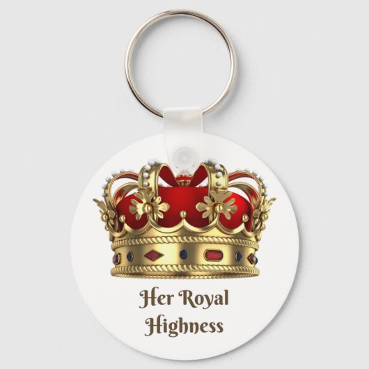 Hare Royal Highness Red en Golden Royalty Crown Sleutelhanger (Voorkant)