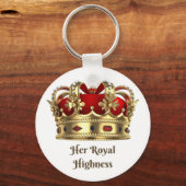 Hare Royal Highness Red en Golden Royalty Crown Sleutelhanger (Voorkant)
