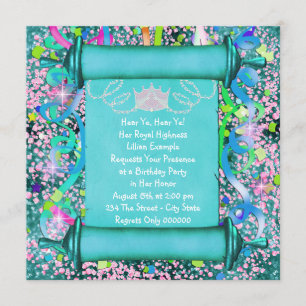 Hare Royal Hoogheid Princess Birthday Party Kaart