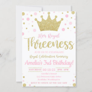 Hare Royal Threeness Invitation   Prinses Invite Kaart