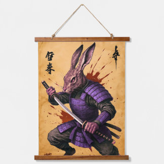 Hare Samurai - Konijnenkrijger - Japanse inkt Hangend Wandkleed