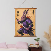 Hare Samurai - Konijnenkrijger - Japanse inkt Hangend Wandkleed (Slaapkamer)