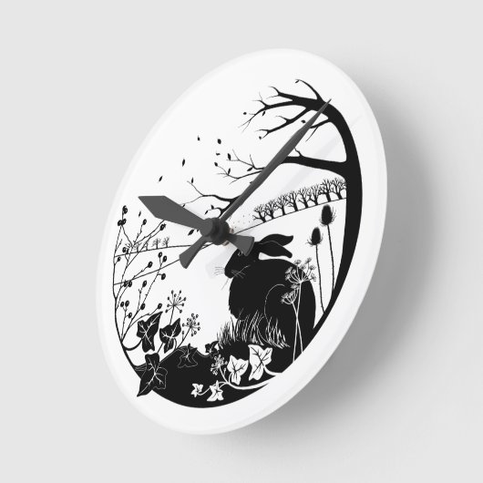 Hare Silhouette Clock Ronde Klok (Hoek)
