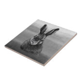 Hare tekening zwart-wit tegeltje (Zijkant)