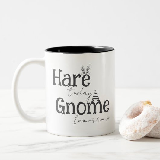 Hare Today, Gnome Tomorrow Coffee Mok (Met donut)