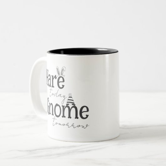 Hare Today, Gnome Tomorrow Coffee Mok (Voorkant links)