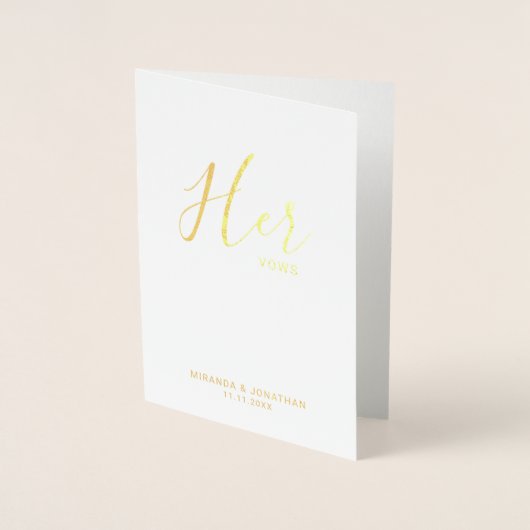 'Hare Vows' Elegant Real Gold Foil Wedding Vows Folie Kaarten (Voorkant)