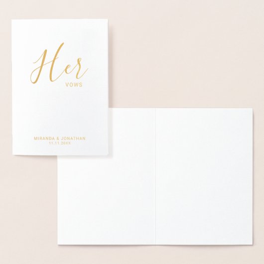 'Hare Vows' Elegant Real Gold Foil Wedding Vows Folie Kaarten (Display)