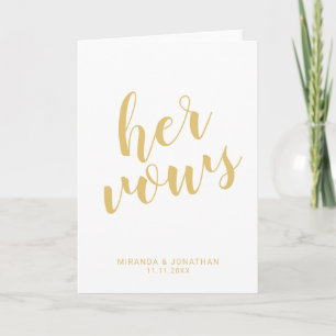 'Hare Vows' Gold Elegant Wedding Vows Notitiekaartje