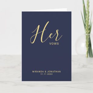 "Hare Vows" marineblauw en goudweduwen Notitiekaartje