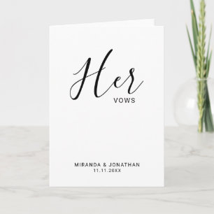 'Hare Vows' minimalistische stemmen voor een zwart Notitiekaartje