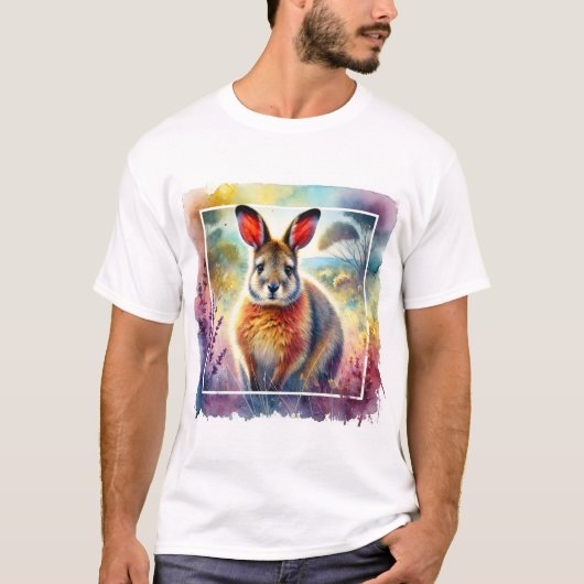 Hare Wallaby 030924AREF125 - Watercolor T-shirt (Voorkant)