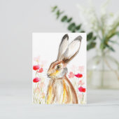 Hare waterverf dierlijk schattig konijnenbos briefkaart (Staand voorkant)