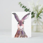 Hare waterverf dierlijk schattig konijnenbos briefkaart (Staand voorkant)