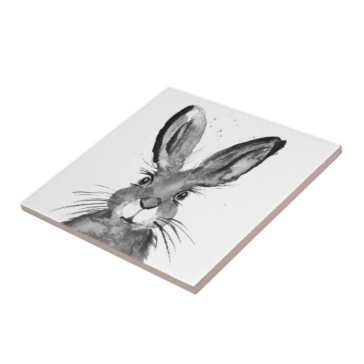 Hare waterverf rustic Kitchen konijnendier Tegeltje (Zijkant)
