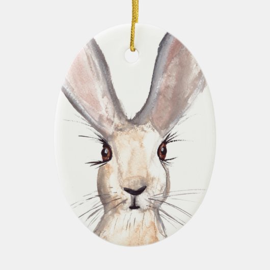 Hare waterverf schattig konijnendier keramisch ornament (Voorkant)