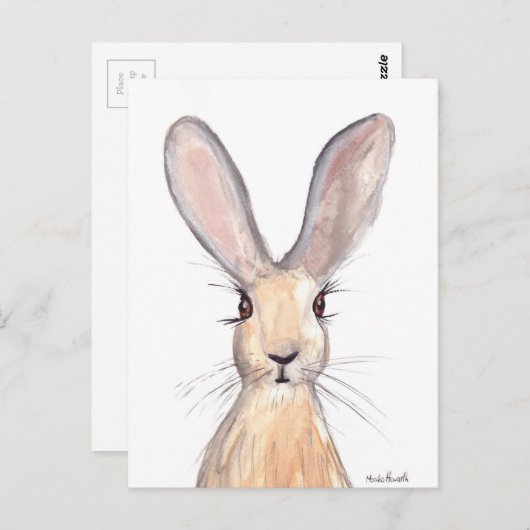 Hare waterverf schilderen briefkaart (Voorkant / Achterkant)