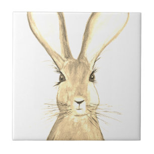 Hare waterverf schilderij Rustic Woodland Chic Tegeltje