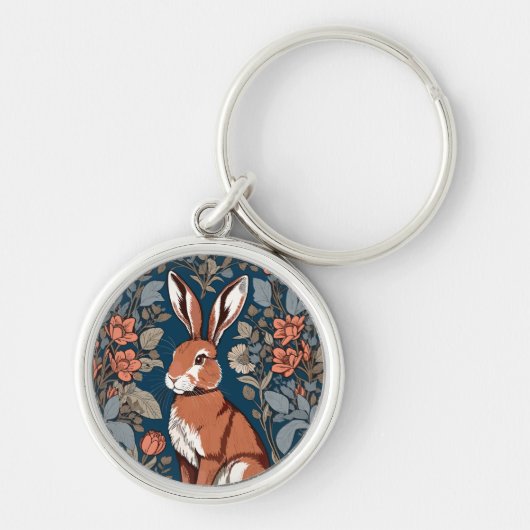 Hare William Morris Inspired Floral Sleutelhanger (Voorkant)