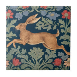 Hare William Morris stijl Left Facing Floral Tegeltje