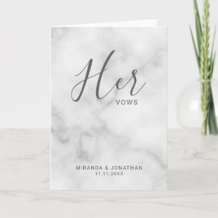 'Hare Wows' White Marble Wedding Vows Notitiekaartje