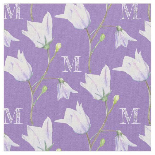 Harebell monogram paarse blauwe stof (Close Up)
