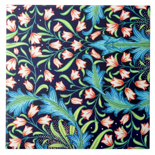 Harebell,  roze en wit bloemontwerp tegeltje (Voorkant)