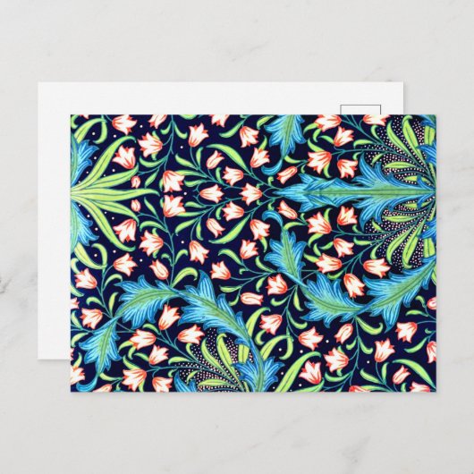 Harebell, roze en witte bloemendesign uit het verl briefkaart (Voorkant / Achterkant)