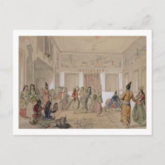 Harem Feast, Teheran (potlood & m/c op papier) Briefkaart (Voorkant)