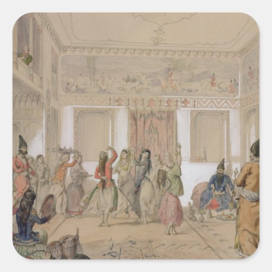 Harem Feast, Teheran (potlood & m/c op papier) Vierkante Sticker (Voorkant)