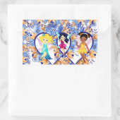 haren en fairies rechthoekige sticker (Tas)