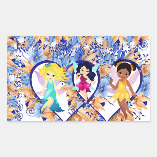 haren en fairies rechthoekige sticker (Voorkant)