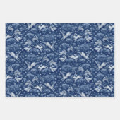 Hares Field Bunnies Rabbits Pattern Blue White Inpakpapier Vel (Voorkant 3)