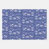 Hares Field Bunnies Rabbits Pattern Blue White Inpakpapier Vel (Voorkant)
