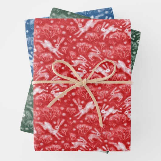 Hares Field Bunnies Rabbits Pattern Kerstmis Inpakpapier Vel (In situ)