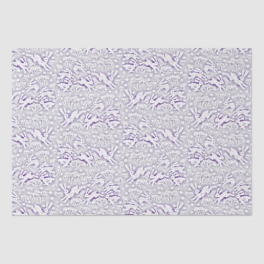 Hares Field Bunnies Rabbits Pattern White Violet Tissuepapier (Voorkant)