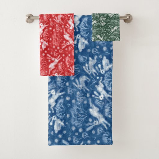Hares Field Bunnies Rabbits Winter Animals Patroon Bad Handdoek (Insitu)
