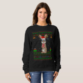 Hares Rabbit Santa Hat Matching Ugly Hares Christm Trui (Voorkant volledig)