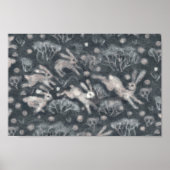 Hares Sneeuwveld Witte konijnen Winterdieren Grijs Poster (Voorkant)